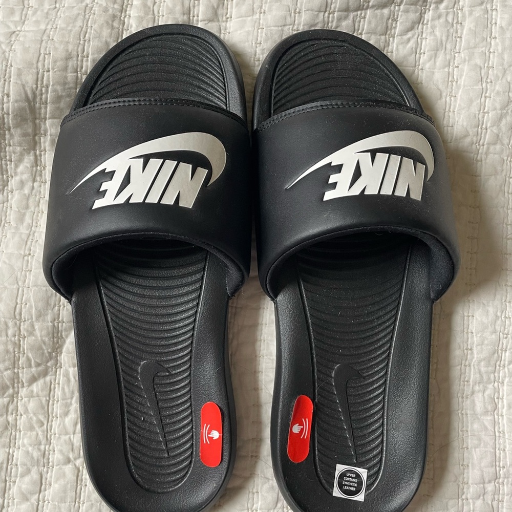 Nike Black and White Slide Sandals